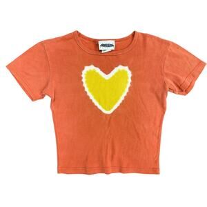 Vintage 90s Y2K Next Era Orange Heart Tie Dye Baby Tee